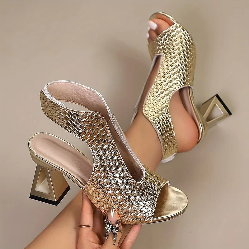 Dunnia - Elegant Woven Slingback Heel
