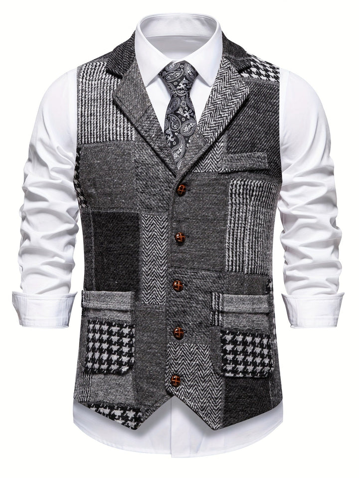 Hartin - Vintage Lapel Suit Vest With Pocket