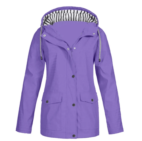 Ilektra - Elegant Long Sleeve Waterproof Hooded Jacket