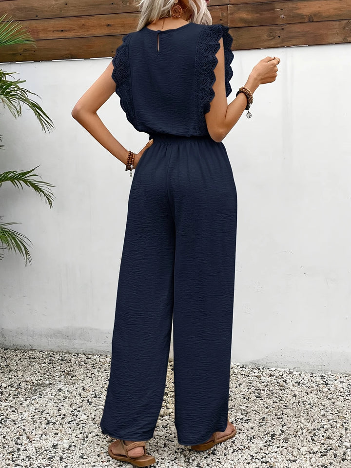 Ziva - Elegant Lace Top And Wide Leg Pant