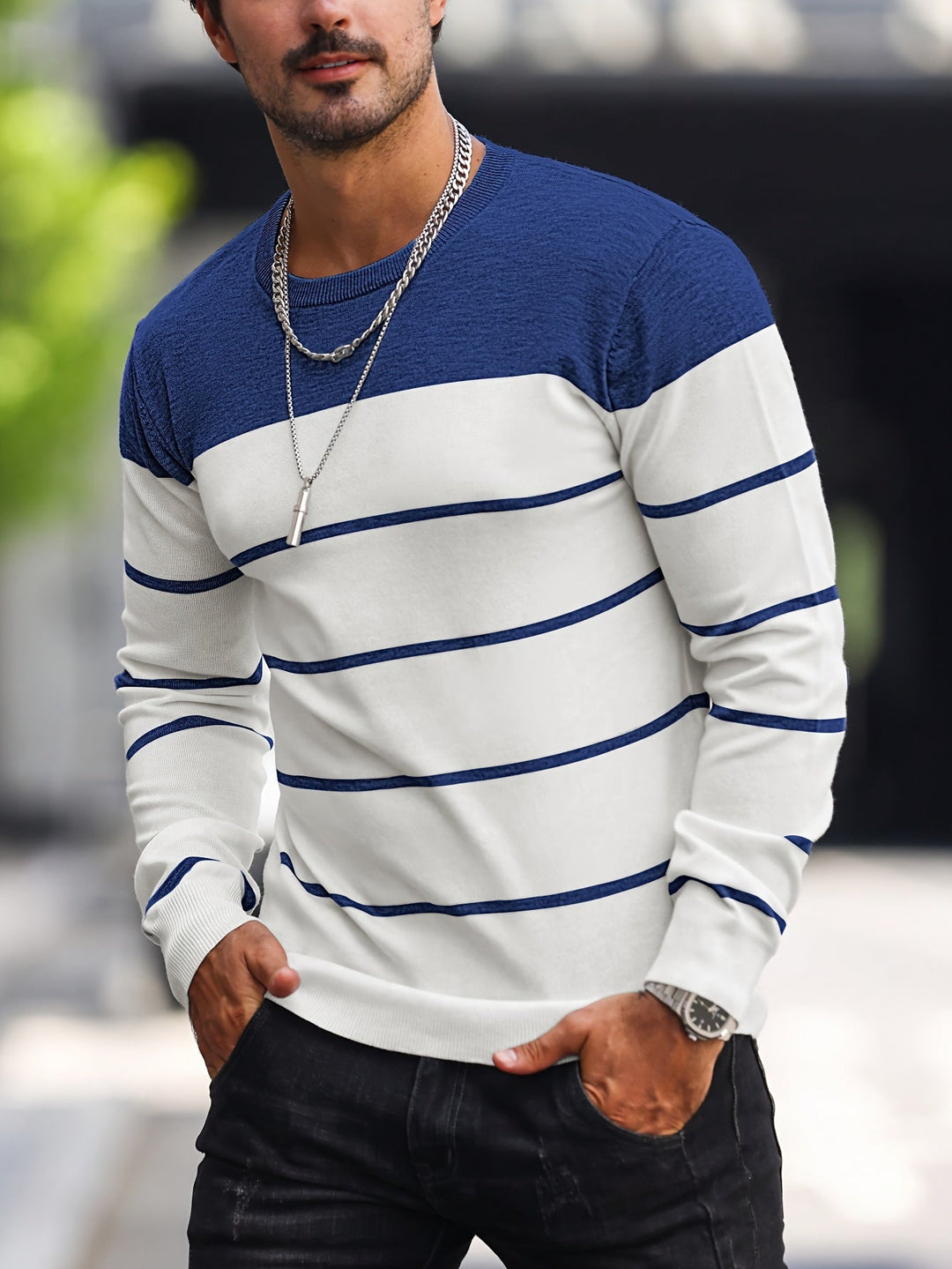 Valinat - Casual Striped Sweater With Long Sleeve
