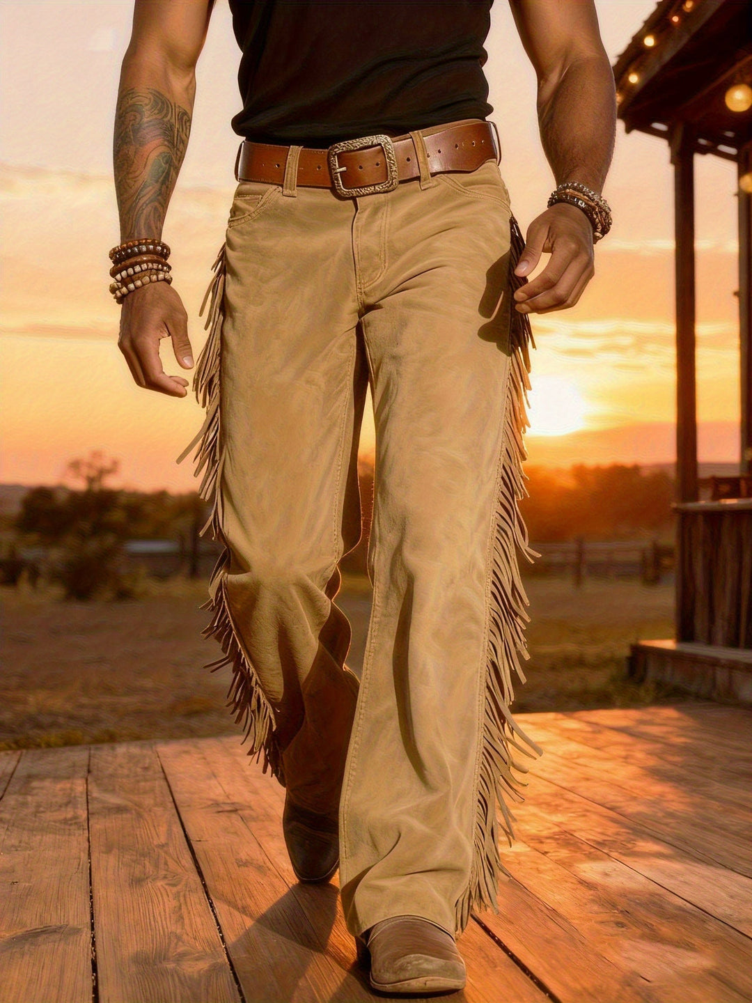 Altan - Casual Retro Western Fringe Trousers