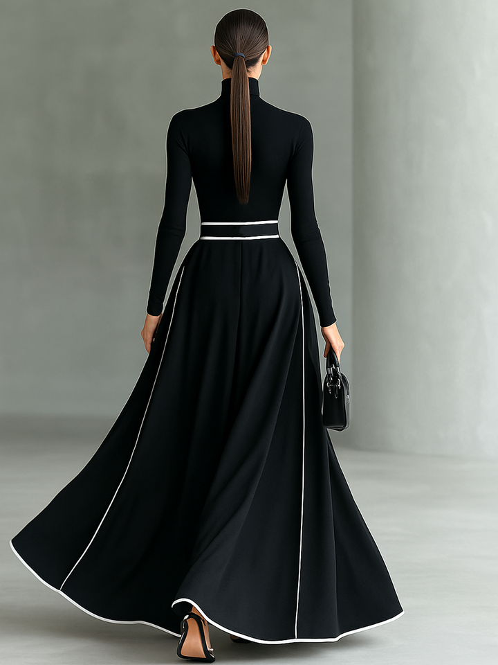 Romilly - Long Sleeve Tight Belt Maxi Dress
