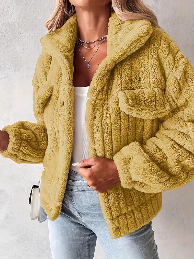 Narin - Casual Teddy Jacket With Faux Pocket