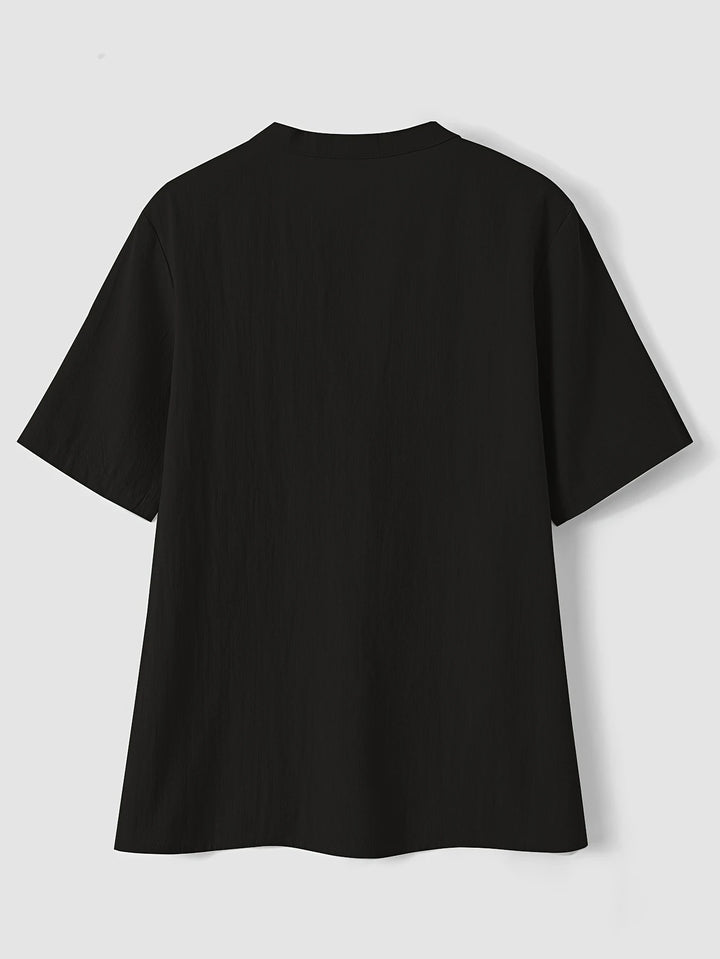 Nerida - Fashionable V-neck And Short Sleeve Blouse