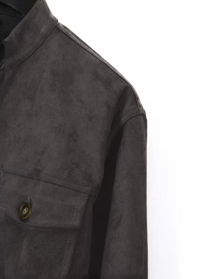 Lucrira - Suede Jacket With Dual Front Pockets