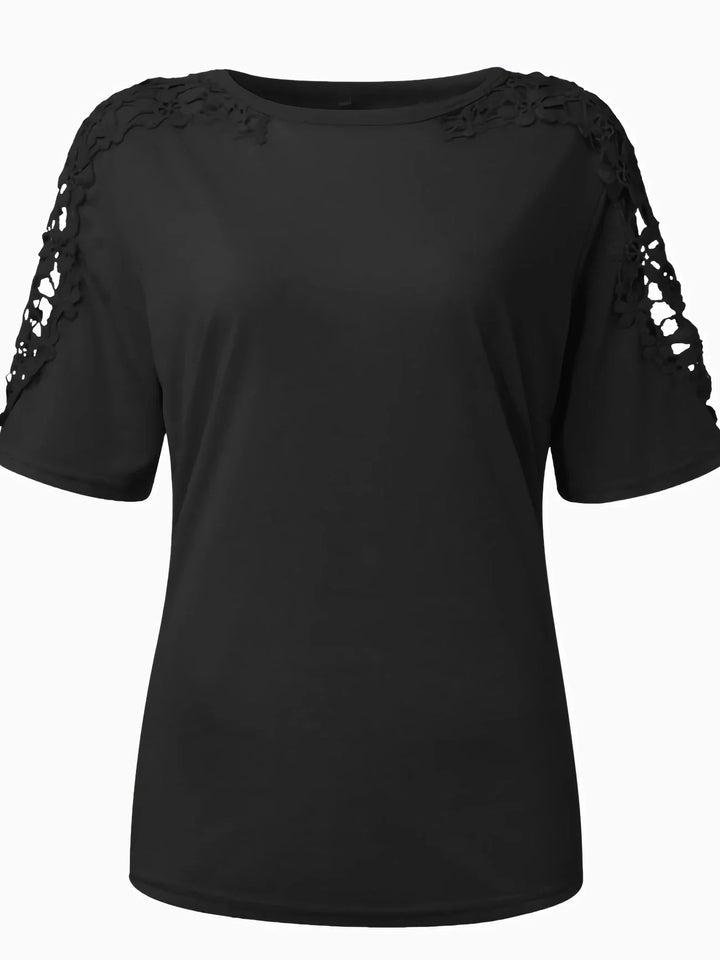 Ancuta - Elegant Summer Short Sleeve T Shirt With Lace