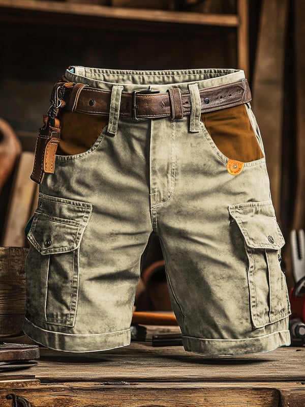 Men's Retro Outdoor Ripstop Multi-Purpose Cargo Shorts