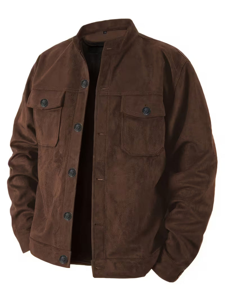 Lucrira - Suede Jacket With Dual Front Pockets