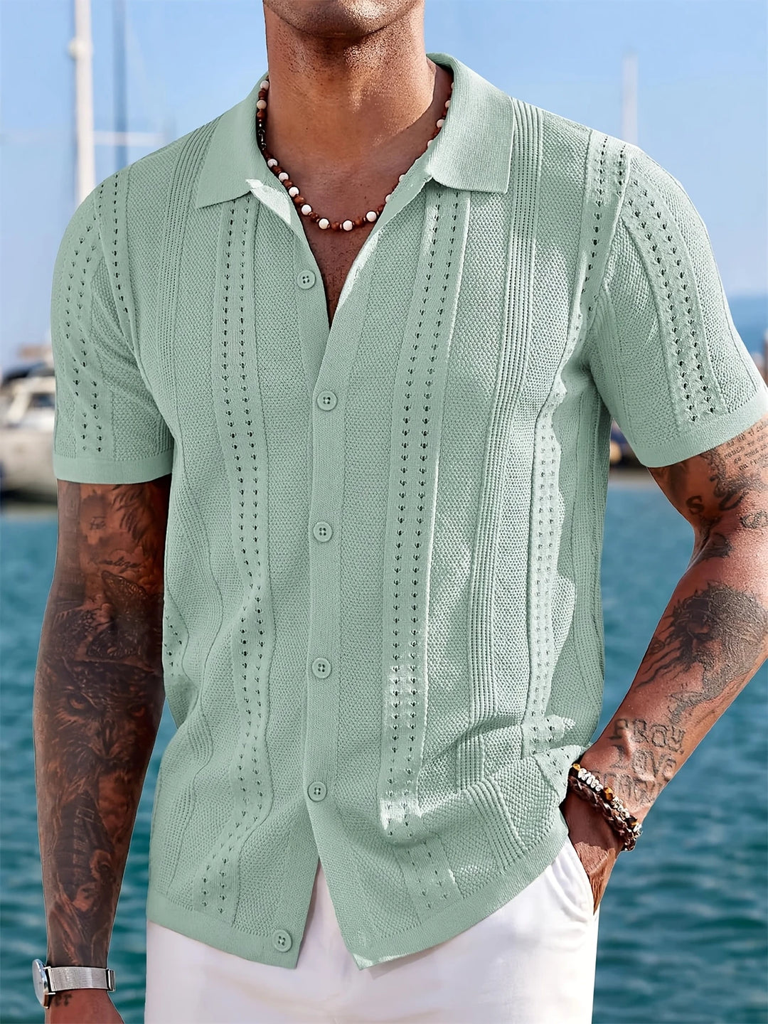 Semyon - Fashionable Intricate Pattern Knitted Shirt