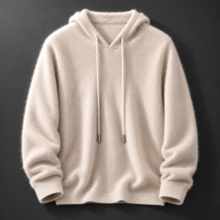 Leopmarek - Knitted Hoodie With Drawstring and Ribbed Cuffs