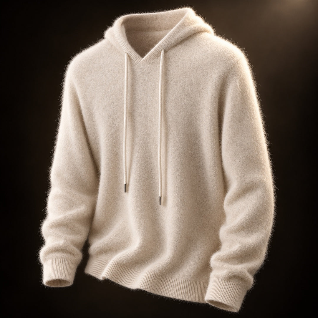 Leopmarek - Knitted Hoodie With Drawstring and Ribbed Cuffs