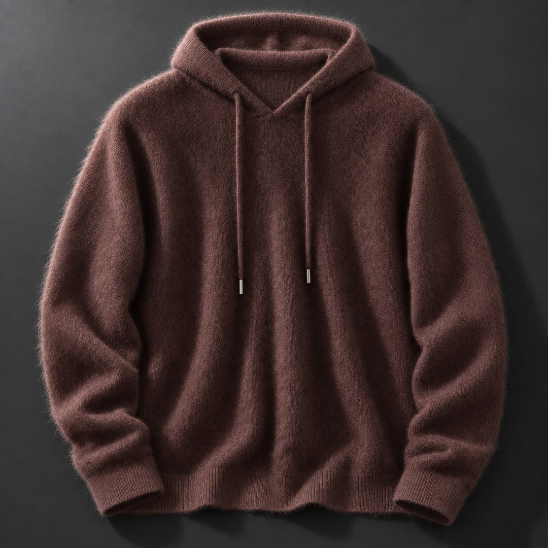 Leopmarek - Knitted Hoodie With Drawstring and Ribbed Cuffs