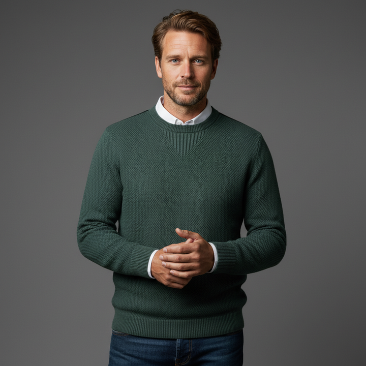 Thado - Sweater With Textured Knit and Crew Neck