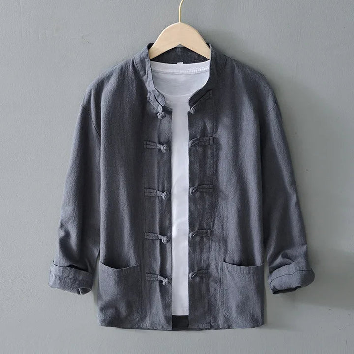 Ffinian - Cotton And Linen Mandarin Shirt