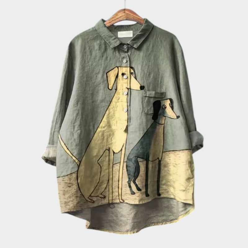 Dovile - Elegent Blouse With Dog Print