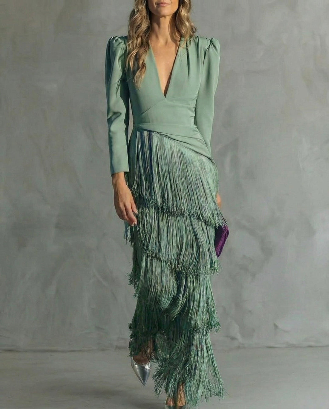 Nipuni - Elegant Dress With Fringe Sleeve