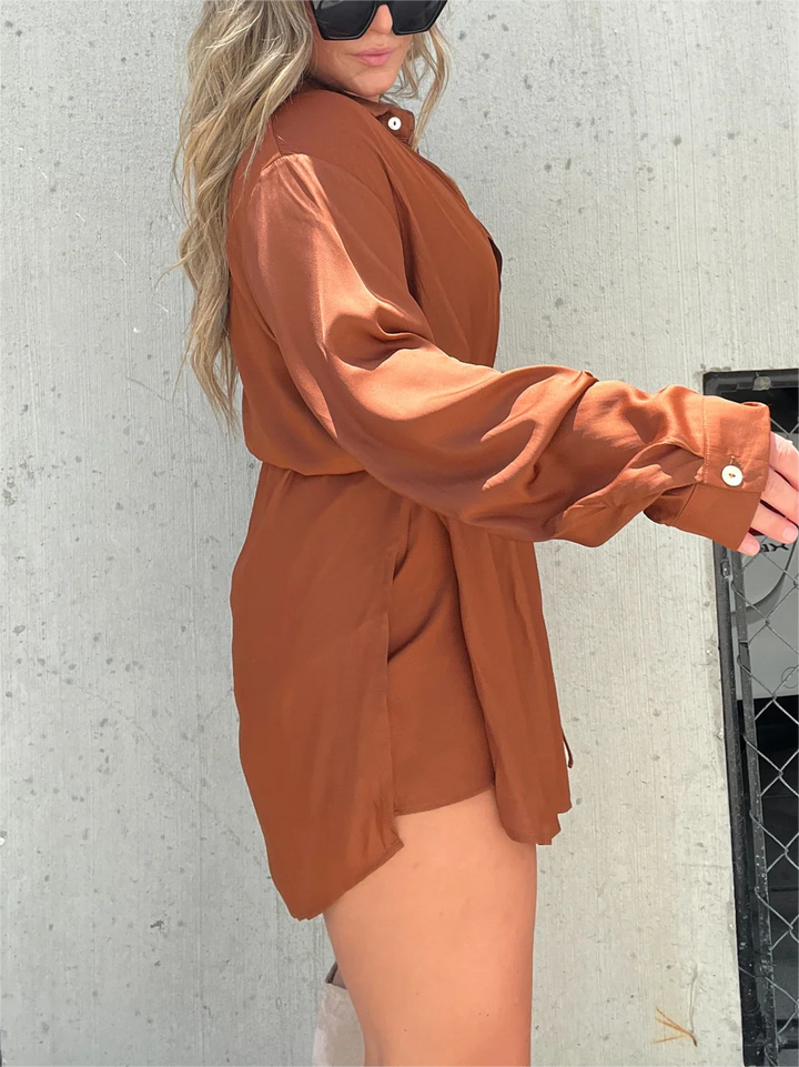 Giulia - Turn Down Collar Loose Shirt Set