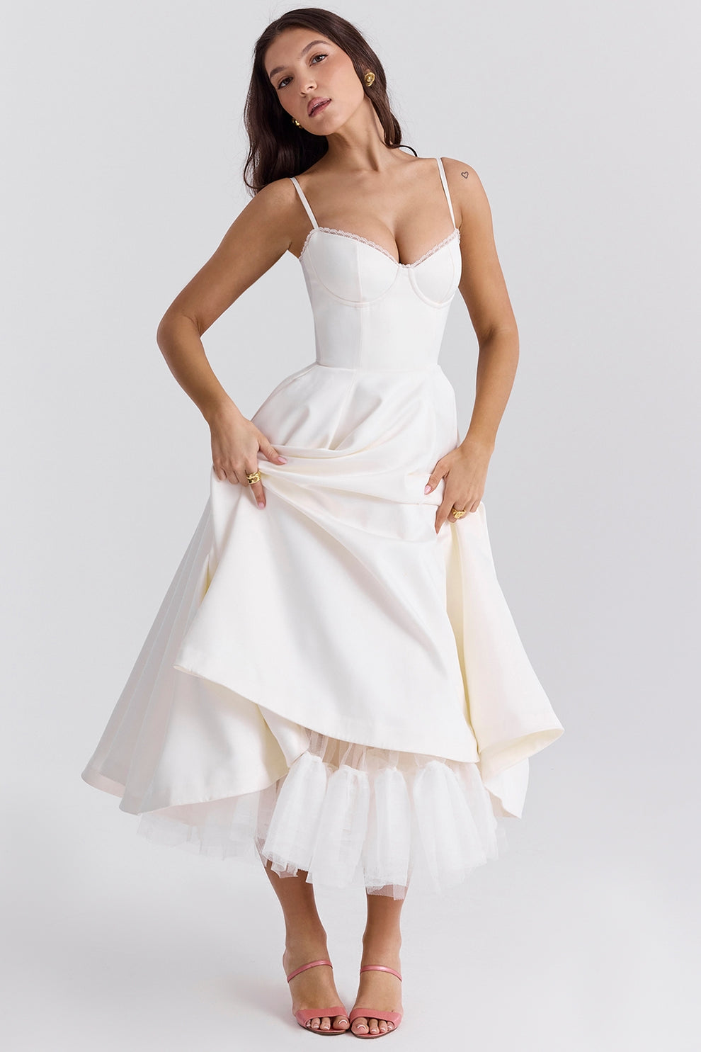 Arestina - Fashionable Tulle Midi Dress