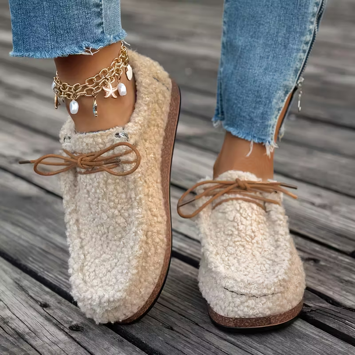 Odeya - Soft Sherpa Lace-Up Shoes