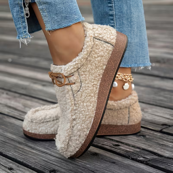 Odeya - Soft Sherpa Lace-Up Shoes