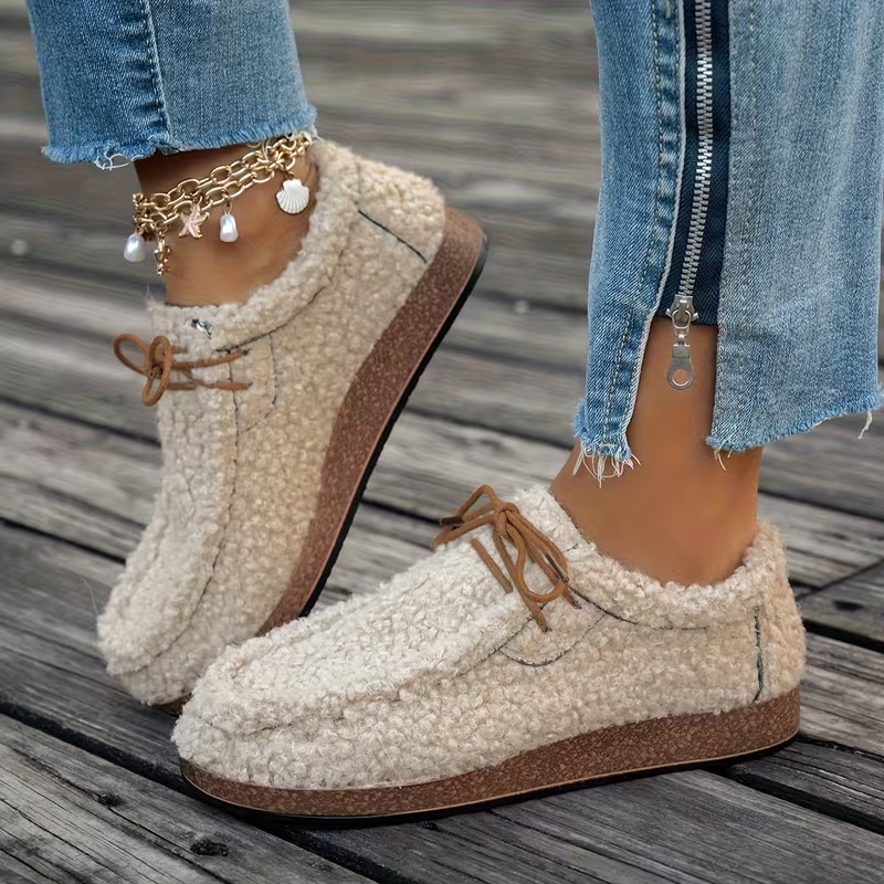 Odeya - Soft Sherpa Lace-Up Shoes