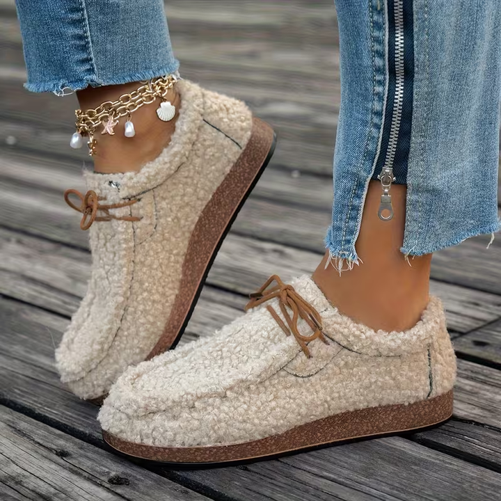 Odeya - Soft Sherpa Lace-Up Shoes