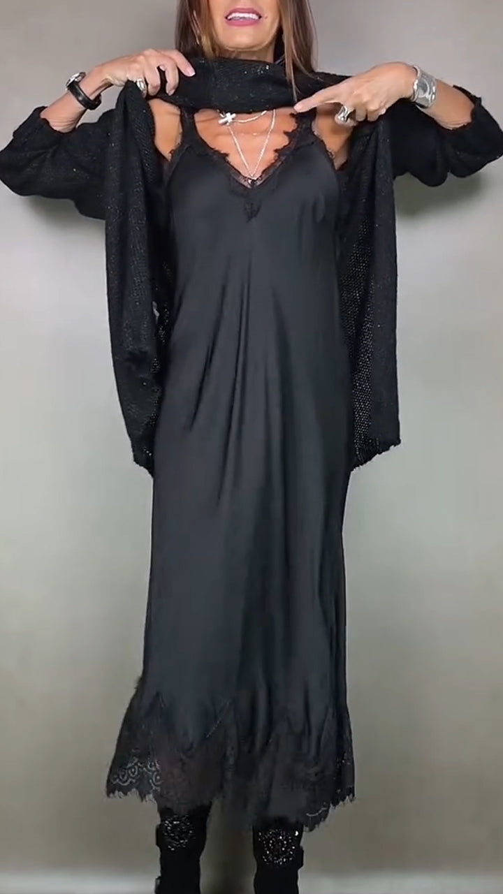 Jesika - Stylish Long Sweater With Dress
