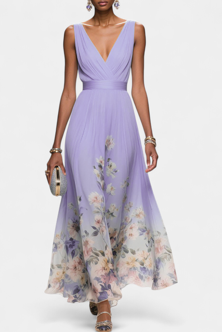 Saulina - Sleeveless Floral Maxi Dress