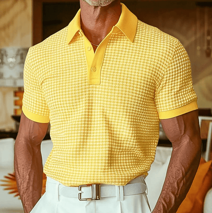 Hannes - Textured Checked Polo Shirt