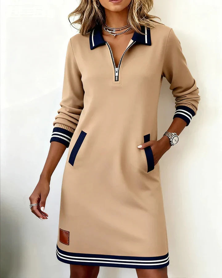 Toruviel - Chic Long Sleeve Cotton Dress
