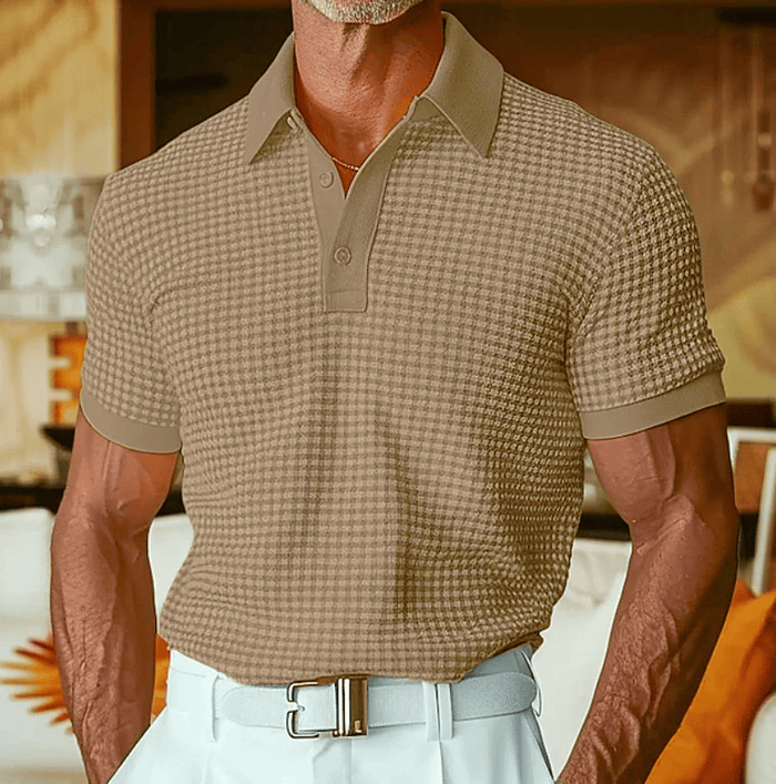 Hannes - Textured Checked Polo Shirt