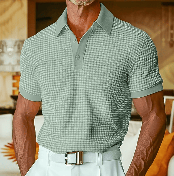 Hannes - Textured Checked Polo Shirt