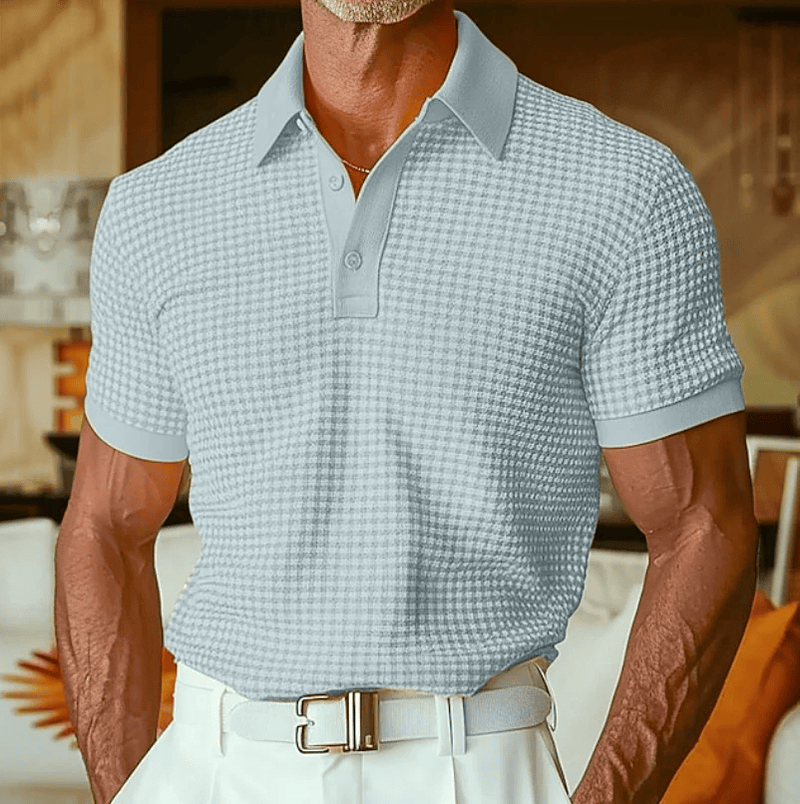 Hannes - Textured Checked Polo Shirt