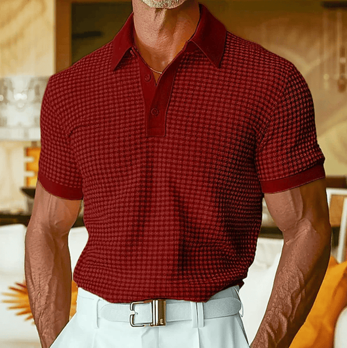 Hannes - Textured Checked Polo Shirt