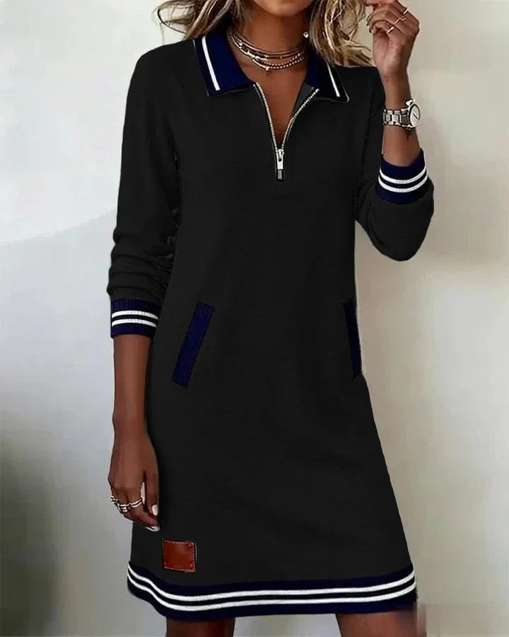 Toruviel - Chic Long Sleeve Cotton Dress