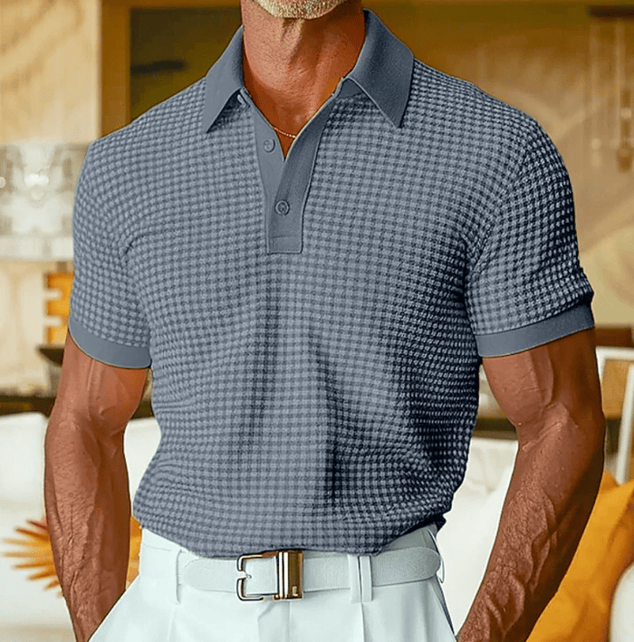 Hannes - Textured Checked Polo Shirt