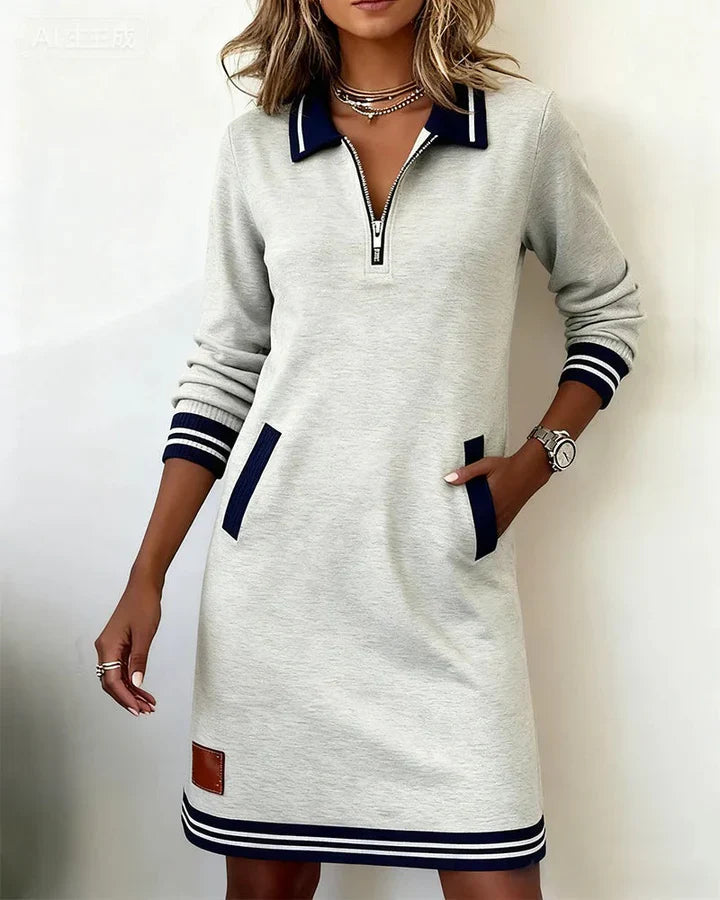 Toruviel - Chic Long Sleeve Cotton Dress