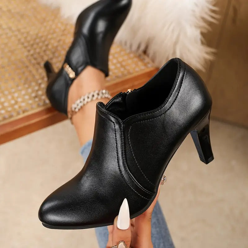 Darcie - Orthopedic Leather Boots With Side Zipper