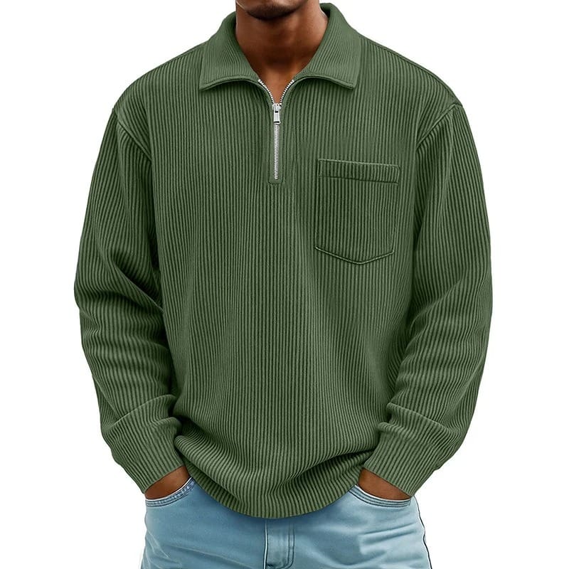 Runeelard - Sweater with Half Zip and Chest Pocket
