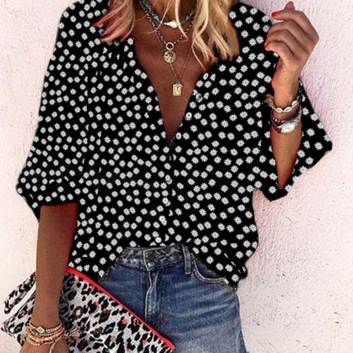 Nathally - Short Sleeve Blouse With Button