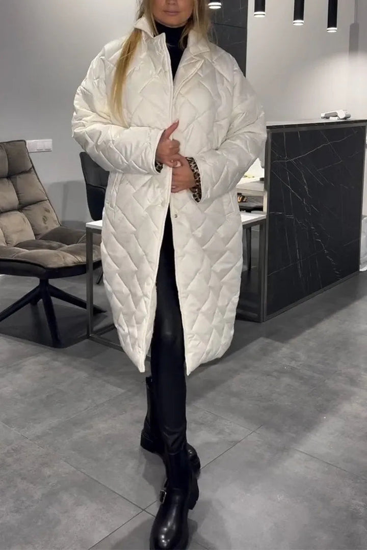 Devine - Elegant Quilted Coat With Leopard Lining