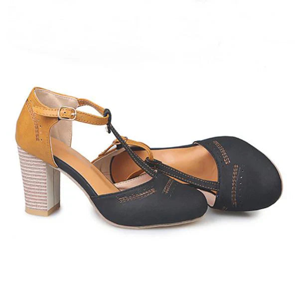 Minha - Chunky Heel Shoes With T-Strap
