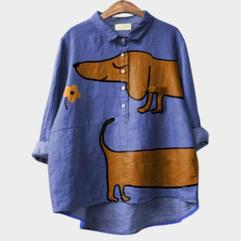 Dovile - Elegent Blouse With Dog Print