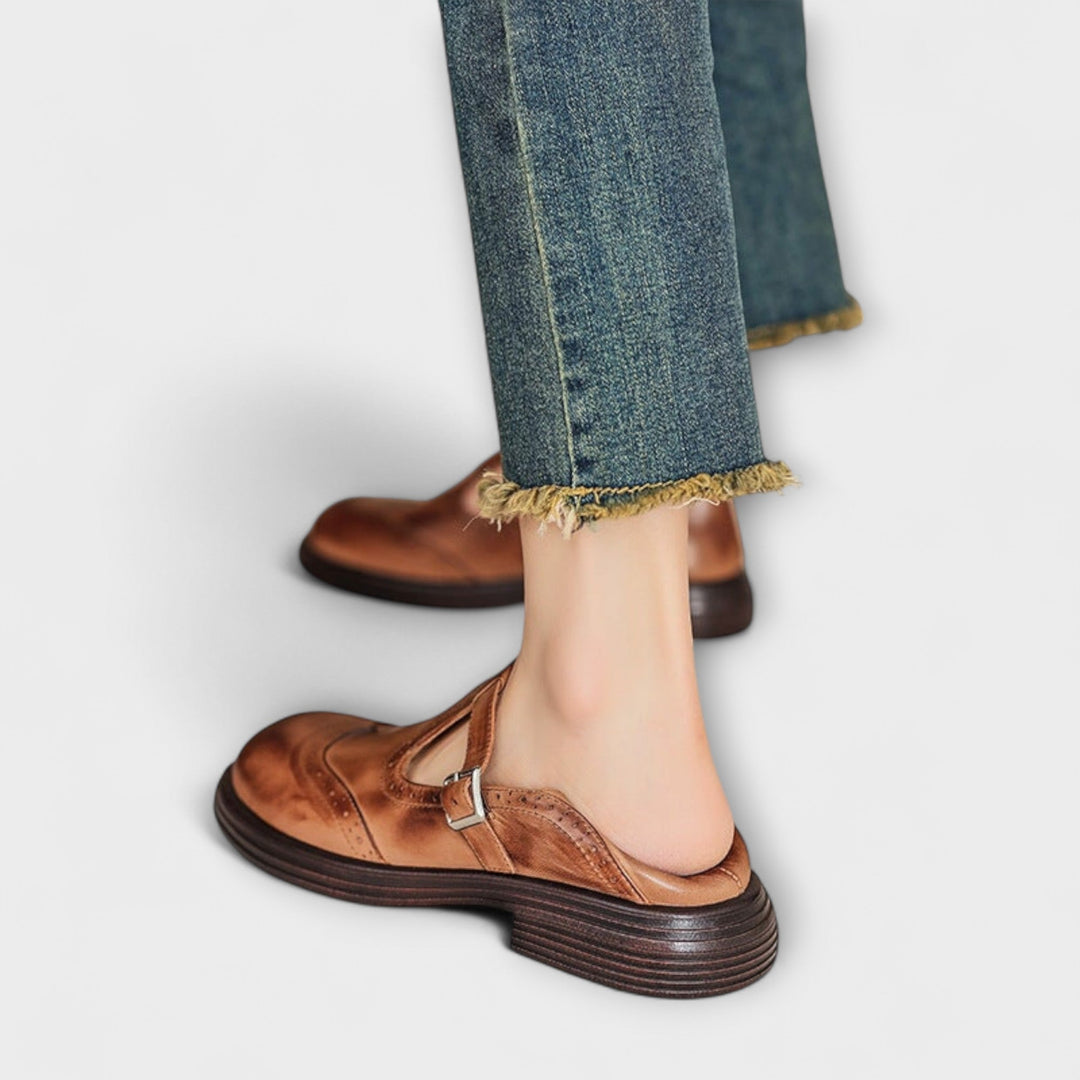 Janine - Leather Mary Janes
