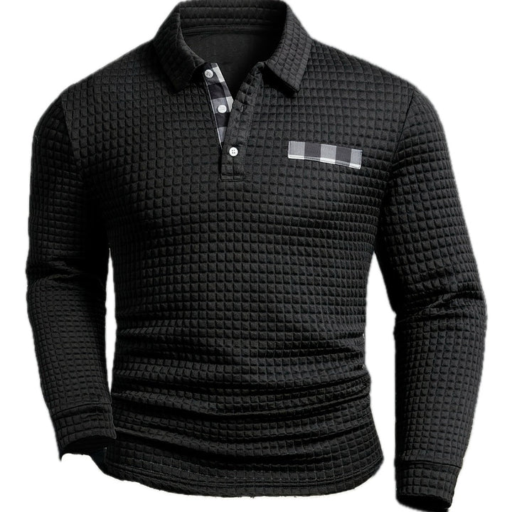 Gidard - Long Sleeve Waffle Polo Shirts