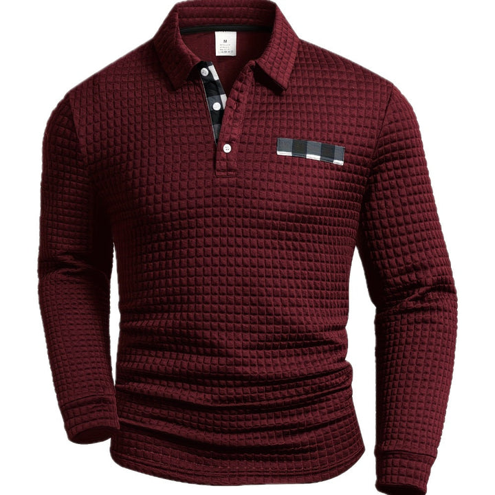 Gidard - Long Sleeve Waffle Polo Shirts