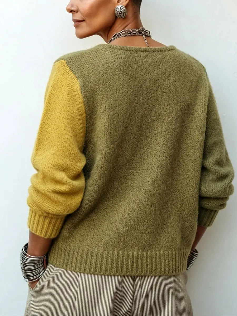 Palena - Asymmetric Color-Block Knit Sweater