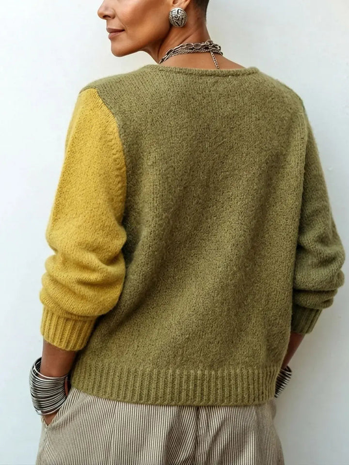 Palena - Asymmetric Color-Block Knit Sweater