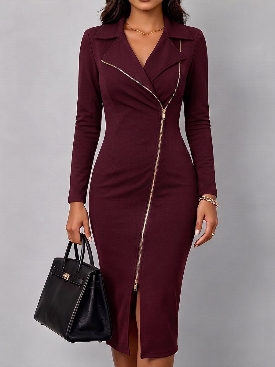 Ophea - Casual Fitted Long Sleeve Dress
